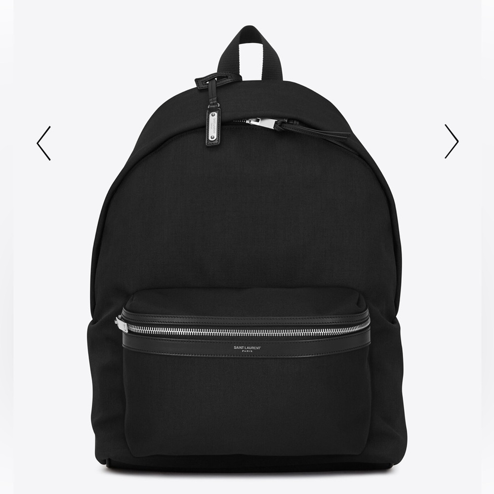 SAINT LAURENT YSL BLACK CITY BACKPACK IN CANVAS, NYLON AND LEATHER